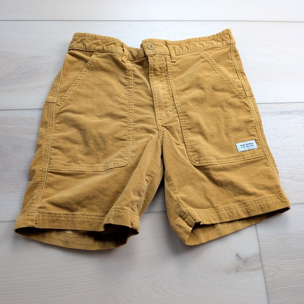 Banks Journal Shorts Mens 32 Brown Corduroy Utility Pocket Zip Fly Elastic Waist